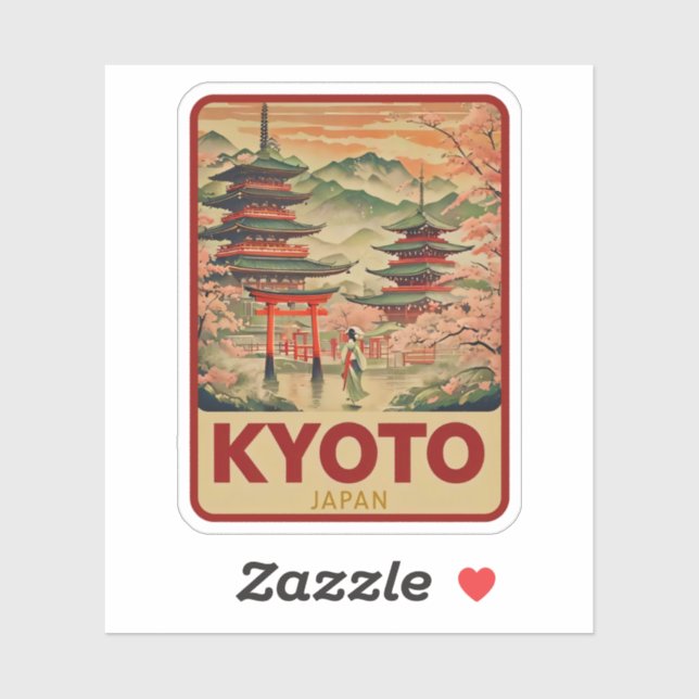 Pegatina Belleza natural de Kioto-Japón (Hoja)