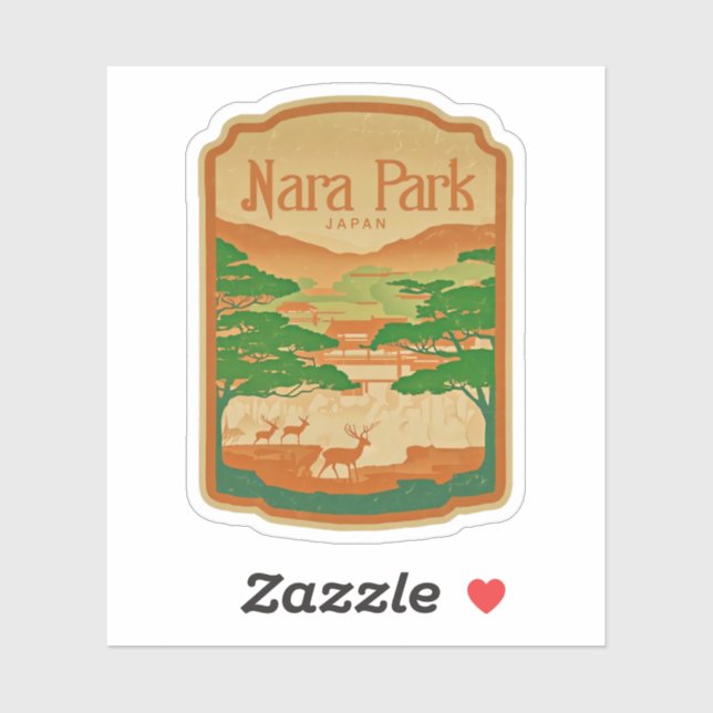 Pegatina Belleza natural del parque Nara-Japón (Hoja)