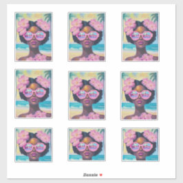 Pegatina Belleza tropical en tonos rosados