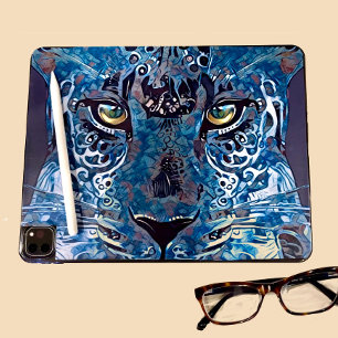 Pegatina Bello blues leopardo, ojos dorados iPad Tablet