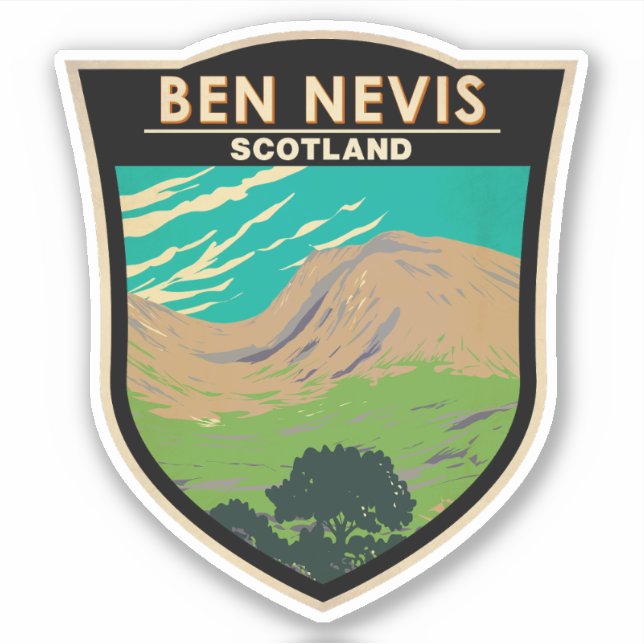 Pegatina Ben Nevis Escocia Viaje de arte (Anverso)