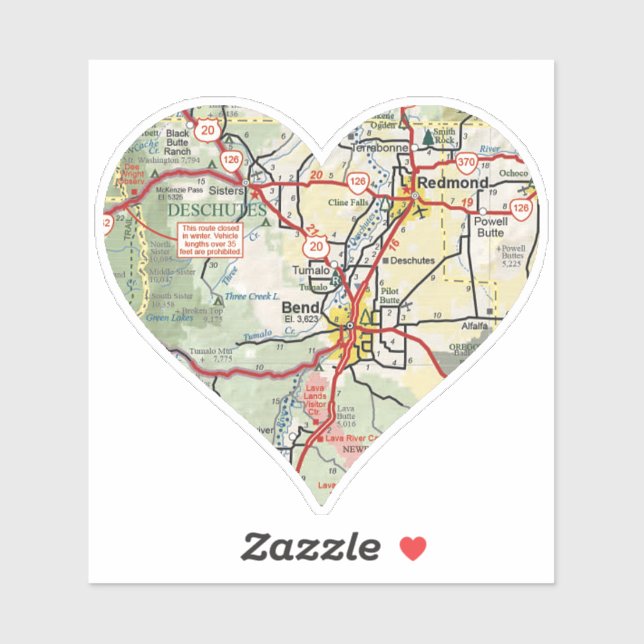 Pegatina Bend y Redmond OR Map (Hoja)