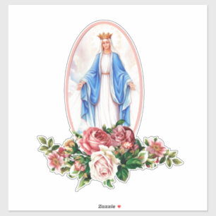 Pegatina Bendita Virgen María Floral Vinilo Vinilo