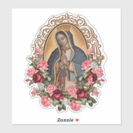 Pegatina Bendita Virgen María Rosas religiosos de Guadalupe