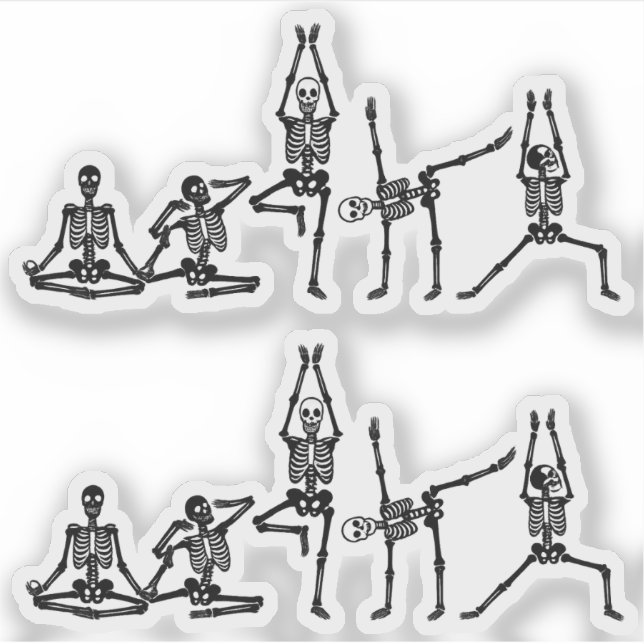 Pegatina Bendy Funny Yoga Skeletons - 2pc Vinyl Statement (Anverso)