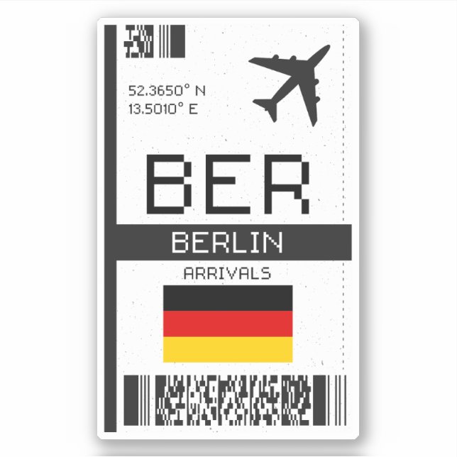 Pegatina BER Berlin Boarding Pass - Alemania Travel (Anverso)