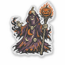 Pegatina Berenjena Brujo Oscuro Halloween — Retro Espeluzna