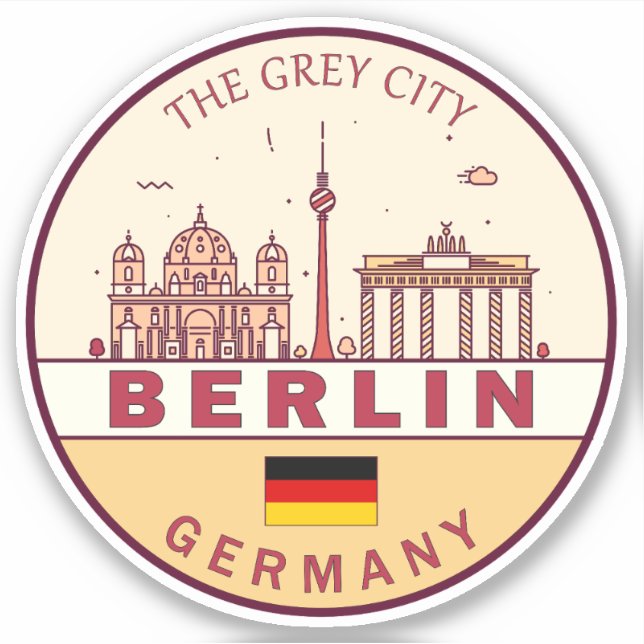 Pegatina Berlin Alemania City Skyline Emblem (Anverso)