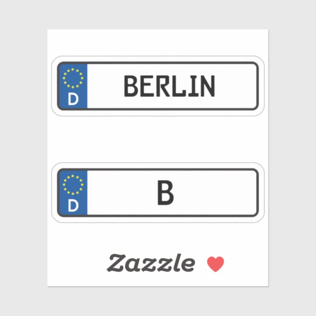 Pegatina Berlín kennzeichen, Placa de licencia de automóvil (Hoja)