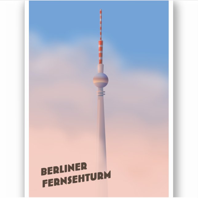 Pegatina Berliner Fernsehturm, torre de televisión de Berlí (Anverso)