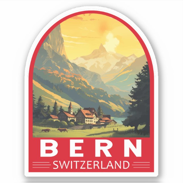 Pegatina Berna Suiza Viaje al arte (Anverso)