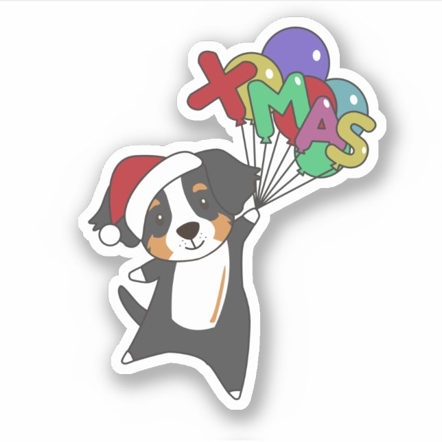 Pegatina Bernese Merry Christmas Happy Navidades Dogs Stick (Anverso)