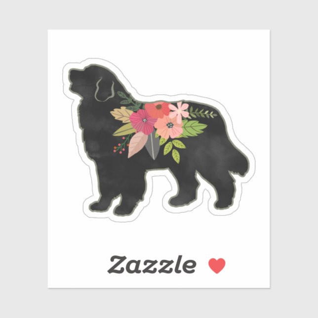 Pegatina Bernese Mountain Dog Rama Silhouette Boho Floral (Hoja)