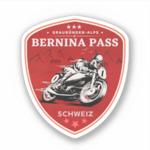 Pegatina Bernina pasa la gira en moto de los alpes suizos