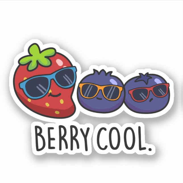Pegatina Berry Guay Funny Strawberry Blueberry Pun (Anverso)