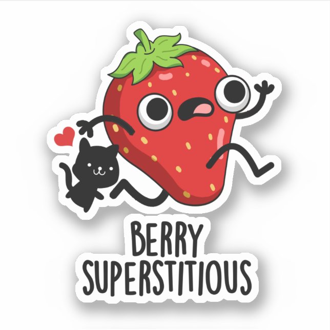 Pegatina Berry Superstitious Funny Fruit Pun (Anverso)