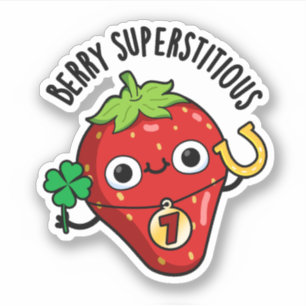 Pegatina Berry Superstitious Funny Strawberry Pun