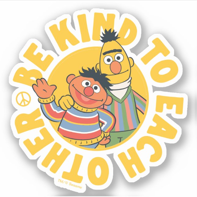 Pegatina Bert y Ernie | Ser amables entre sí (Anverso)