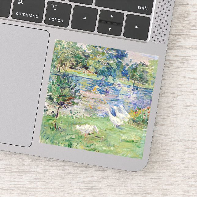 Pegatina Berthe Morisot - Chica en un bote con Geese (Detalle)