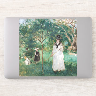 Pegatina Berthe Morisot - La caza de mariposas