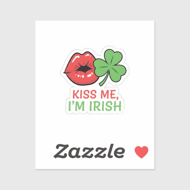 Pegatina Bésame Soy Irlandés Labios Coquetos Trébol Día de  (Hoja)