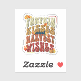 Pegatina Besos de calabaza y deseos de cosecha, otoño otoño