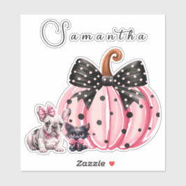 Pegatina Besos franceses Bulldog haloween Cita de gato rosa