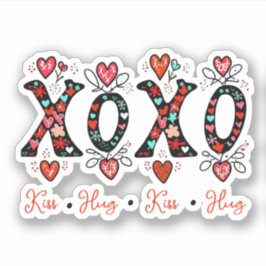 Pegatina Besos y abrazos doodle arte San Valentín