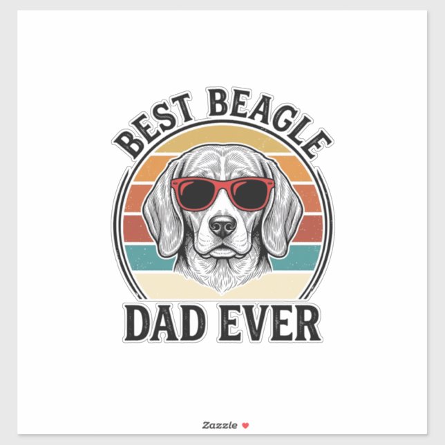 Pegatina Best Beagle Dad Ever Vintage Beagle Shirt Design_1 (Hoja)