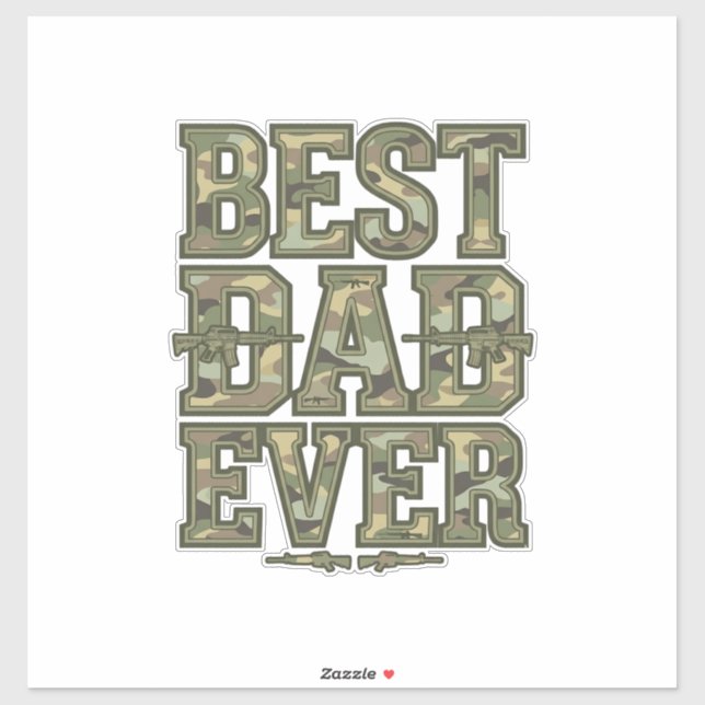 Pegatina Best Dad Ever Camo Vintage Engraving Design_1 (Hoja)