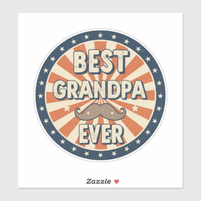 Pegatina Best grandpa ever retro badge (Hoja)