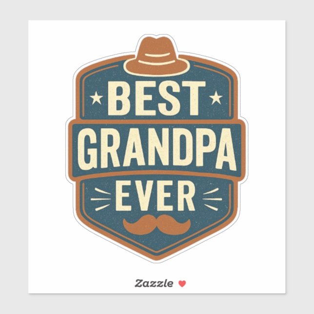 Pegatina Best grandpa ever retro badge (Hoja)