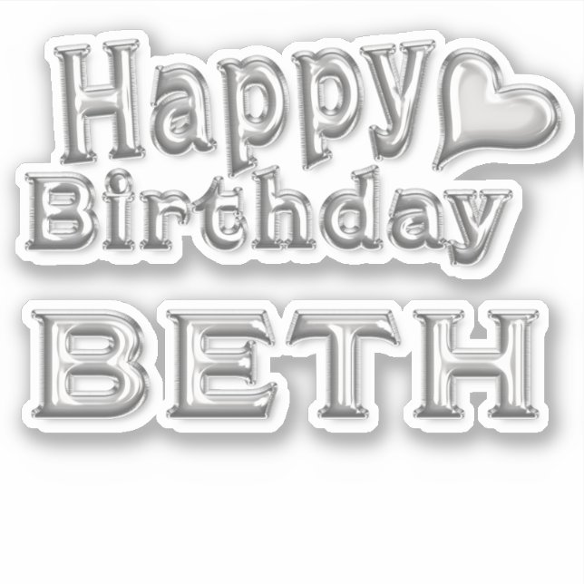 Pegatina Beth Happy Birthday silver Aufkleber Sticker (Anverso)