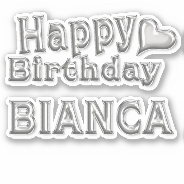 Pegatina Bianca Happy Birthday silver Aufkleber Sticker (Anverso)