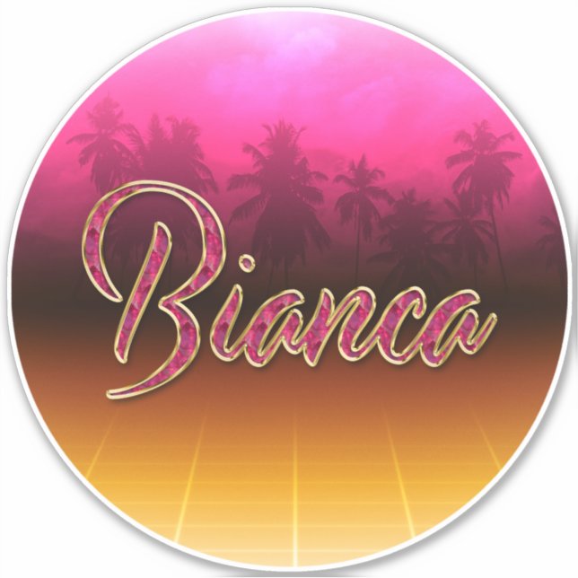 Pegatina Bianca Vorname Name golden pink Aufkleber Sticker (Anverso)
