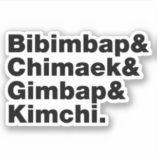 Pegatina Bibimbap & Chimaek & Gimbap & Kimchi. Comidas Core