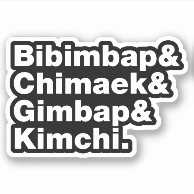 Pegatina Bibimbap y Chimaek, Gimbap y Kimchi. Alimentos cor (Anverso)