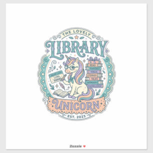 Pegatina Biblioteca de Unicornios Camiseta Gráfica Capricho