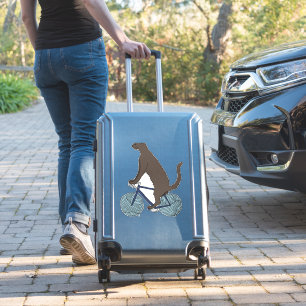 Pegatina bicicleta de equitación de gatos con ruedas de hil