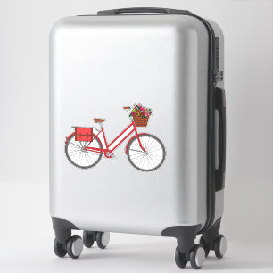 Pegatina Bicicleta de flores - Rojo