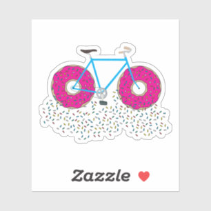 Pegatina Bicicleta de ruedas donut glaseadas rosadas con ro