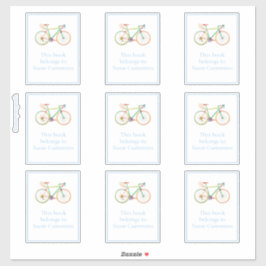 Pegatina Bicicleta Gaurdian con borde azul Bookplate