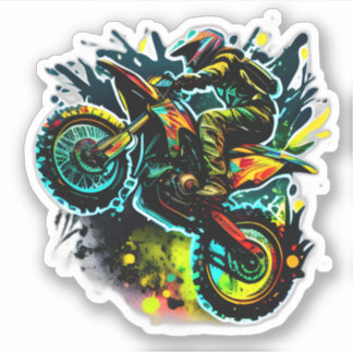Pegatina Bicicleta Sucia Futurista, Motocross Neon Off Road