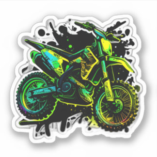Pegatina Bicicleta Sucia Futurista, Motocross Neon Off Road