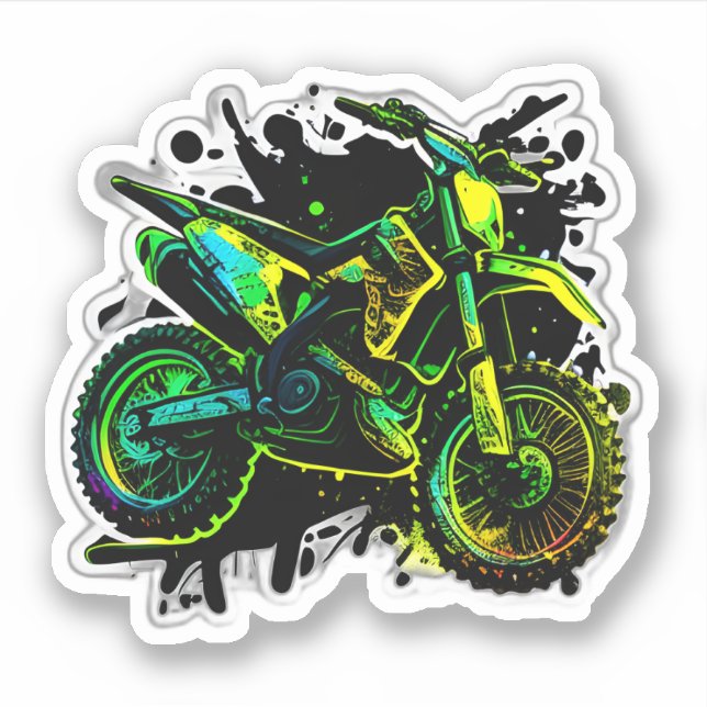 Pegatina Bicicleta Sucia Futurista, Motocross Neon Off Road (Anverso)
