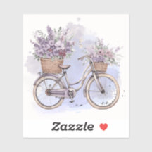 Bicicleta Vintage con flores - acuarela
