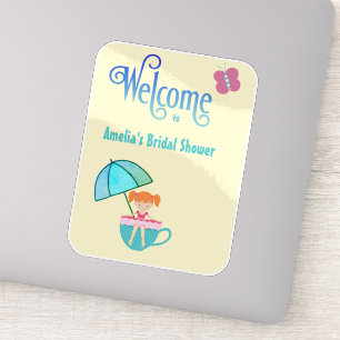 Pegatina Bienvenido Nombre Personalizado Ducha de Novia Taz