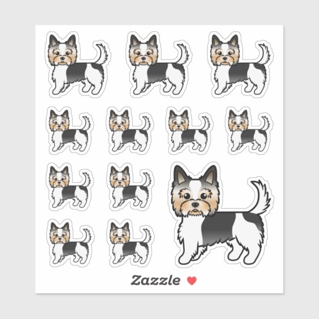 Pegatina Biewer Terrier Yorkshire Terrier Perros De Dibujos (Hoja)