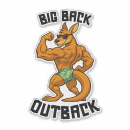 Pegatina Big Back Outback – Funny Kangaroo Gym Workout,