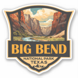 Pegatina Big Bend Ilustracion del Parque Nacional Insignia 